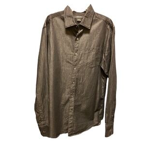 Claiborne Mens Small Black Cotton Button Down Long Sleeve Dress Shirt